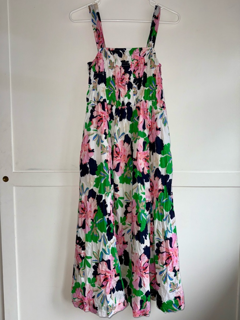 Tommy‎ Hilfiger Floral Poplin Sundress Smocked Bodice Midi Dress Size 4